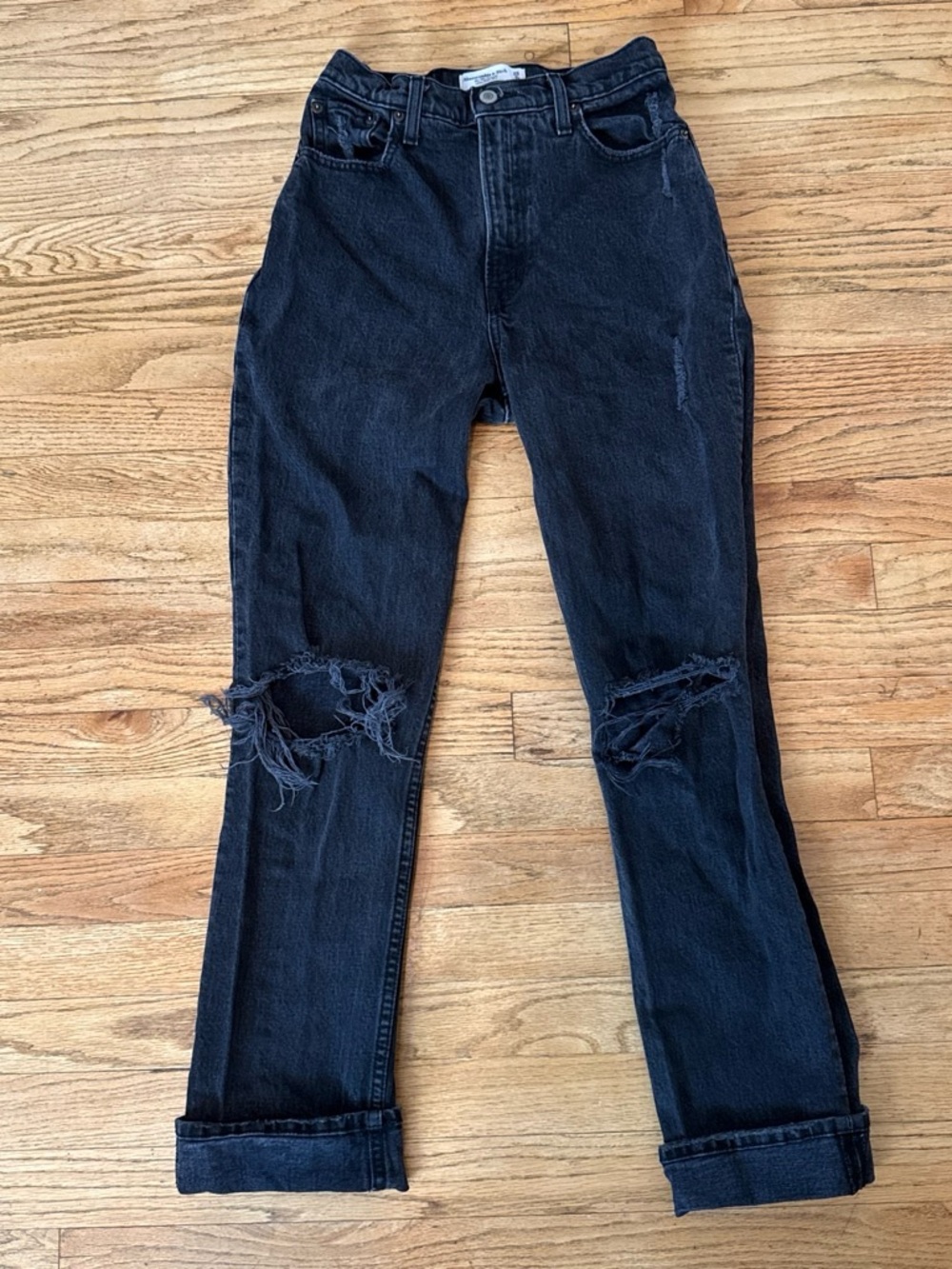 Abercrombie & Fitch Black Distressed Boyfriend Jeans